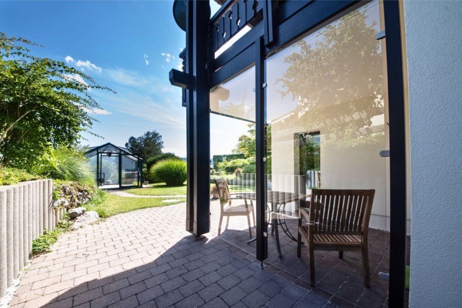 �berdachter Sitzplatz am Haus Einfamilienhaus Scheidegg / Lindenau